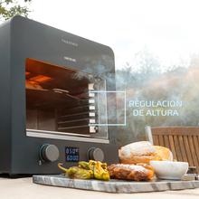 Txuletaco 8000 Inferno. Four avec 2200 W, grille en fer fondu, pierre et plateau pour cuire des pizzas, 2 plateaux ramasse-graisses, température jusqu'à 850 ºC, thermomètre de cuisine numérique inclus