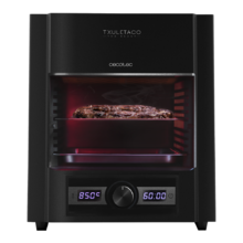 Txuletaco The Beast 6850, Horno para asado, hasta 850°C, con 2000W de Potencia, con Parrilla de Acero Inoxidable, Bandeja recogegrasas y Sistema de Temperatura y Tiempo Regulables, Black