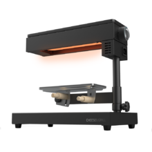 Raclette Cheese&Grill 6000 Black. 600 W potenza, funzione grill, finiture acciaio inox, termostato regolabile, 2 spatole di legno, griglia superiore antiaderente