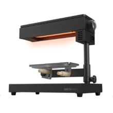 Cheese&Grill 6000 Black. Raclette  con Potencia 600W, Función Grill, Acabado Acero INOX, Termostato Regulable, 2 espátulas de Madera, Parrilla Superior Antiadherente