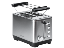 BigToast Double Toaster Edelstahl, 2 kleine extra breite Schlitze, Max. Leistung 1000 W, 4 voreingestellte Funktionen