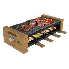 Raclette Cheese&Grill 8200 Wood Black. Puissance 1200 W, Surface de gril, 8 poêles individuelles, Thermostat réglable, Design amovible