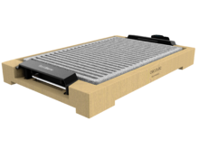 Tasty&Grill 2000 Bamboo LineStone. Plancha de asar eléctrica con Potencia 2000 W, Estructura Bambú, Termostato regulable, Superficie Grill, Revestimiento RockStone, Apta lavavajillas