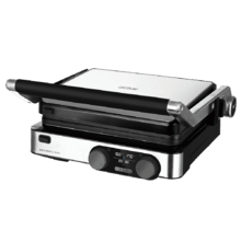 Rock’nGrill Dual. Parrilla Eléctrica de 2000W, Control de Temperatura en Cada Plancha, Placas extraíbles, Revestimiento Antiadherente, Aptas para lavavajillas, Apertura 180º