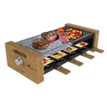 Raclette Grill 8400 Wood MixGrill. Leistung 1200 W, Grill- und Brat-Fläche, Einstellbarer Thermostat, 8 einzelne Bratpfannen, Abnehmbares Design