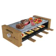 Raclette Cheese&Grill 8600 Wood AllStone. Potenza 1200 W, piastra in pietra naturale, 8 padelle individuali, termostato, design estraibile