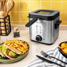 CleanFry Advance 1500 Inox. Fritadeira com óleo de 900 W, capacidade 1,5 L, aço inoxidável, filtro OilClean, recipiente amovível, Tampa com janela