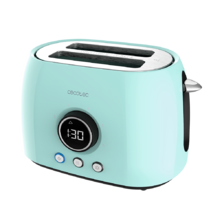 ClassicToast 8000 Blue Double. Tostadora Digital de 800 W, 2 Ranuras extraanchas para 2 tostadas, Pantalla Digital, 3 Funciones, Varillas superiores, Diseño Retro en Turquesa