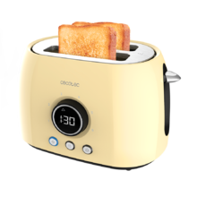 ClassicToast 8000 Yellow Double Tostadora digital Yellow de doble ranura  corta y extraancha Cecotec