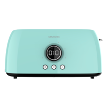 ClassicToast 15000 Blue Extra Double. Torradeira digital de1500 W, 2 fendas longas extralargas para 4 torradas, Ecrã digital, 3 funções, Suporte superior, Turquesa