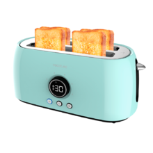 ClassicToast 15000 Blue Extra Double.Tostadora Digital de 1500 W, 2 Ranuras largas extraanchas para 4 tostadas, Pantalla Digital, 3 Funciones, Varillas Superiores, Turquesa