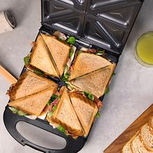 Rock'nToast Family. Sandwichera con 1500 W, Capacidad para 4 Sandwiches, Revestimiento Antiadherente, Rapidez de Calentamiento y Tostado uniforme, Acero Inoxidable