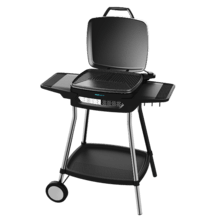 Barbecue Elettrico Perfect Country 2000 EasyMove. 2000 W, Superficie mista e antiaderente, Coperchio ribaltabile, Termostato regolabile, Vaschetta di raccolta grasso, Piedini in Acciaio e Rotelle