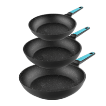 Polka Platinum 18-22-26 Bucket Set Thunder Bratpfannen-Set. Durchmesser 18-22-26 cm, geschmiedetes Aluminium, Antihaftbeschichtung aus Teflon, spülmaschinenfest und für alle Herdarten geeignet