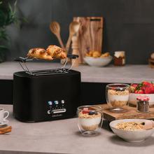 Toast&Taste 9000 Double. Torradeira vertical de 980 W, 2 ranhuras compridas extralargas, 3 Funções predefinidas, Design em plástico com acabamentos em aço inoxidável, Inclui suporte superior