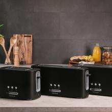 Toast&Taste 10000 Extra. Tostadora Vertical de 980 W, Ranura larga extraancha, 3 Funciones preconfiguradas, Diseño en plástico con acabados en acero inox, Incluye Varillas superiores