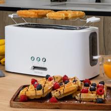 Toast&Taste 16000 Extra Doble White. Torradeira de 1630 W, 2 ranhuras extralargas longas, Função Reaquecer, Descongelar e Cancelar, plástico, suporte superior, Branco