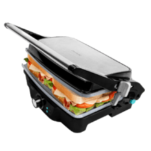 Panini Grill, grill elettrico, piastra e tostapane con rivestimento in ceramica e cassettino raccogligrasso, 1500 W di potenza.