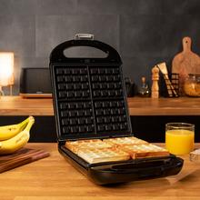 Piastra per sandwich Rock'nToast Family Waffle. 1500 W, capacità 4 waffle, rivestimento antiaderente, sistema di rotazione a 180°, riscaldamento rapido, finitura in acciaio inox