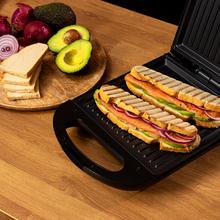 Rock'nToast Family Grill. Sandwichera con 1500 W, Placa Grill, Revestimiento Antiadherente, Sistema giratorio 180º, Rapidez de Calentamiento, Acabados en Acero Inoxidable