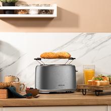 Toast&Taste 1000 Retro Double Inox Tostadora de acero con 2 ranuras anchas cortas y con capacidad para 2 tostadas.
