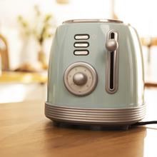 Grille-pain Toast&Taste 800 Vintage Light Blue. 850 W, deux fentes courtes extra-larges de 3,8 cm, capacité pour 2 toasts, finitions en acier inoxydable, style rétro, 3 fonctions, bleu.