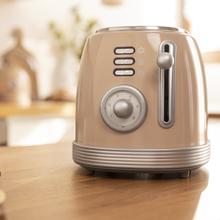 Toast&Taste 800 Vintage Light Beige Toaster. 850 W, Doppelter extra breiter 3,8 cm Doppelschlitz, 2 Toasts, Edelstahl, Vintage-Stil, 3 Funktionen, Beige