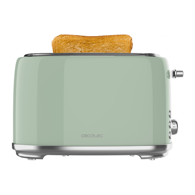 Toast&Taste 1000 Retro Double Green Steel Toaster mit 2 kurzen breiten Schlitzen und Kapazität für 2 Toasts