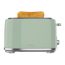 Toast&Taste 1000 Retro Double Green Steel Toaster mit 2 kurzen breiten Schlitzen und Kapazität für 2 Toasts