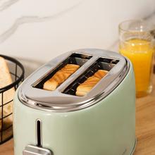 Toast&Taste 1000 Retro Double Green Steel Toaster mit 2 kurzen breiten Schlitzen und Kapazität für 2 Toasts