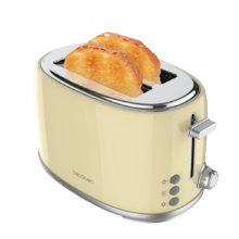 Toast&Taste 1000 Retro Double Beige Toaster aus Stahl mit 2 kurzen, breiten Schlitzen und Kapazität für 2 Toasts.