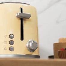 Toast&Taste 1000 Retro Double Beige Toaster aus Stahl mit 2 kurzen, breiten Schlitzen und Kapazität für 2 Toasts.