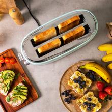 Stahltoaster mit 2 langen und breiten Schlitzen für 4 Toasts