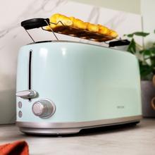 Stahltoaster mit 2 langen und breiten Schlitzen für 4 Toasts