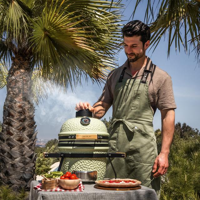 Dragonfire 3200 Kamado Barbacoa de carbón cerámica 32 cm diámetro con resistencia hasta 1000º, soporte de hierro fundido y control de flujo de aire.