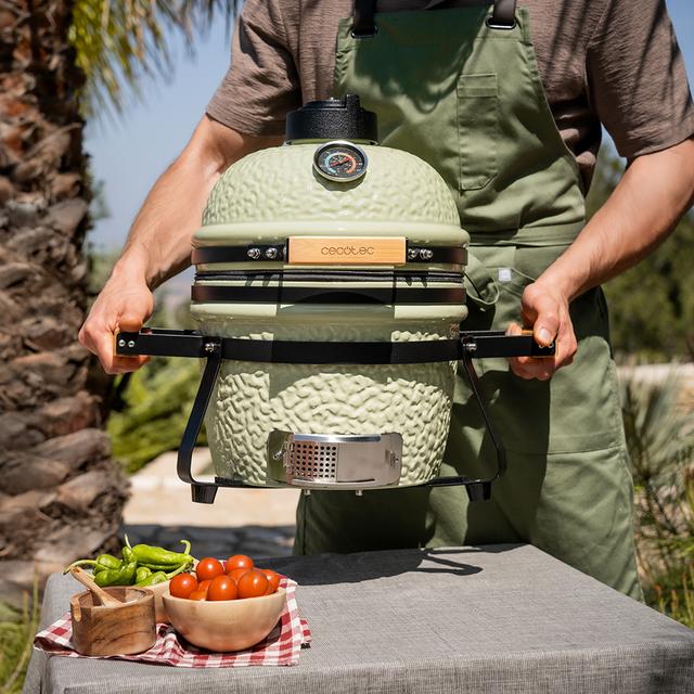 Dragonfire 3200 Kamado Barbacoa de carbón cerámica 32 cm diámetro con resistencia hasta 1000º, soporte de hierro fundido y control de flujo de aire.