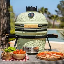 Dragonfire 3200 Kamado Barbacoa de carbón cerámica 32 cm diámetro con resistencia hasta 1000º, soporte de hierro fundido y control de flujo de aire.