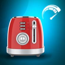 Toast&Taste 800 Vintage Light Red Steel Toaster mit 2 extra breiten kurzen Schlitzen für 2 Toasts.