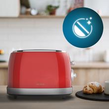 Toast&Taste 800 Vintage Light Red Steel Toaster mit 2 extra breiten kurzen Schlitzen für 2 Toasts.