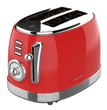 Toast&Taste 800 Vintage Light Red Steel Toaster mit 2 extra breiten kurzen Schlitzen für 2 Toasts.