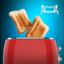 Toast&Taste 800 Vintage Light Red Torradeira de aço com 2 fendas extralargas e curtas com capacidade para 2 torradas.