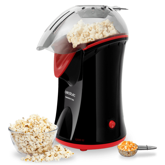 Macchina per popcorn a convezione Fun&Taste P'Corn 1200 W, popcorn pronti in 2 minuti e cucchiaio dosatore.