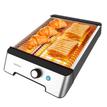 NiceSlice Inox Torradeira plana horizontal com 1000 W e três resistências para todo o tipo de pães e produtos de pastelaria.