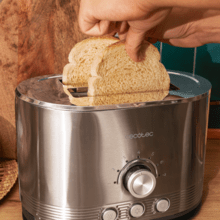 Shine&Toast Double Tostador vertical de acero con doble ranura corta y anillo luminoso con capacidad para 2 tostadas.