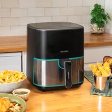 Cecofry Fantastik Inox 5500 Pack Freidora de aire sin aceite / Airfryer digital de 1500 W y 5,5 L. Diseño con acabados en acero inoxidable y paquete de accesorios.