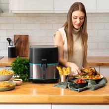 Cecofry Fantastik Inox 5500 Pack Freidora de aire sin aceite / Airfryer digital de 1500 W y 5,5 L. Diseño con acabados en acero inoxidable y paquete de accesorios.