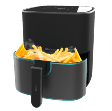 Friteuse à air Cecofry Fantastik Inox 5000 Pack Friteuse diététique numérique de 1500 W avec une capacité de 5 L, finitions en acier inoxydable et pack d’accessoires.