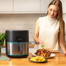 Cecofry Fantastik Inox 6500 Pack Freidora sin aceite airfryer digital de 1700 W y 6,5 L. Diseño con acabados en acero inoxidable y paquete de accesorios.