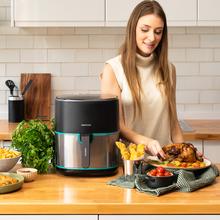 Cecofry Fantastik Inox 6500 Pack Freidora sin aceite airfryer digital de 1700 W y 6,5 L. Diseño con acabados en acero inoxidable y paquete de accesorios.