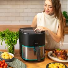 Fritadeira de ar Cecofry Fantastik Inox 6000 Pacote Fritadeira dietética digital de 1700 W, 6 l de capacidade, acabamentos em aço inoxidável e pacote de acessórios.